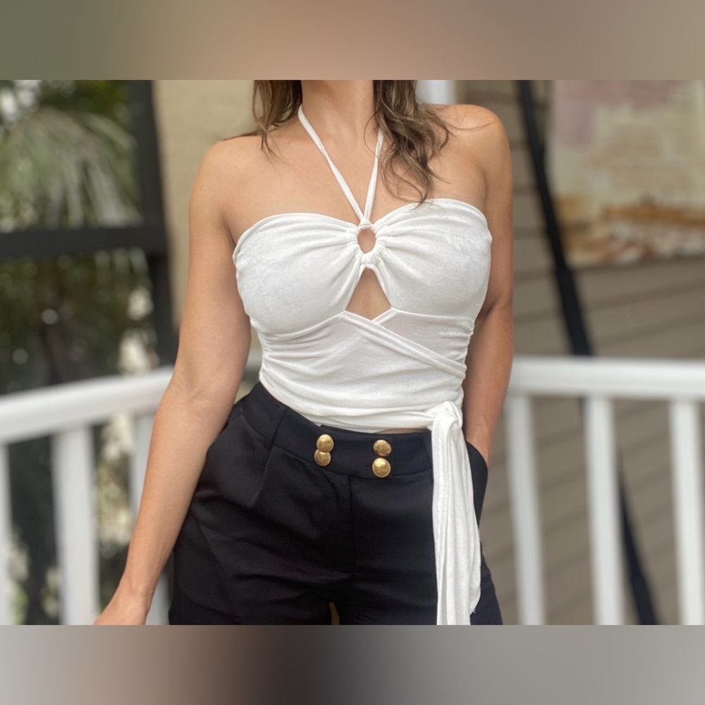 Balboa Halter Top with Wrap Around Waist Style and Cut Out Design - Size…